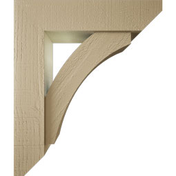Ekena Millwork - BKTUR0554X22X26THR06RCPR - Timberthane Faux Wood Thorton Style Bracket w/ Offset Brace, Slat Ends, 5 1/2"W x 22"D x 26"H, Primed Tan