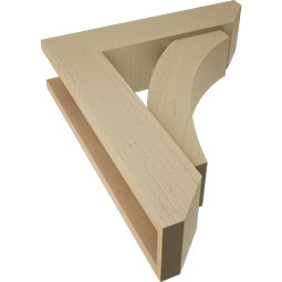 Ekena Millwork - BKTUR0554X22X26THR06RCPR - Timberthane Faux Wood Thorton Style Bracket w/ Offset Brace, Slat Ends, 5 1/2"W x 22"D x 26"H, Primed Tan