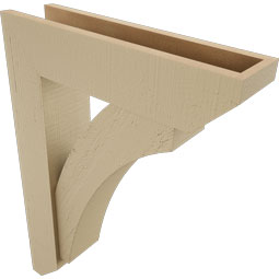 Ekena Millwork - BKTUR0554X22X30THR06RCPR - Timberthane Faux Wood Thorton Style Bracket w/ Offset Brace, Slat Ends, 5 1/2"W x 22"D x 30"H, Primed Tan