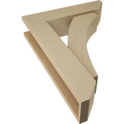 Ekena Millwork - BKTUR0554X22X30THR06RCPR - Timberthane Faux Wood Thorton Style Bracket w/ Offset Brace, Slat Ends, 5 1/2"W x 22"D x 30"H, Primed Tan
