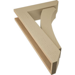 Ekena Millwork - BKTUR0554X22X34THR06RCPR - Timberthane Faux Wood Thorton Style Bracket w/ Offset Brace, Slat Ends, 5 1/2"W x 22"D x 34"H, Primed Tan