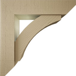Ekena Millwork - BKTUR0554X24X24THR06RCPR - Timberthane Faux Wood Thorton Style Bracket w/ Offset Brace, Slat Ends, 5 1/2"W x 24"D x 24"H, Primed Tan