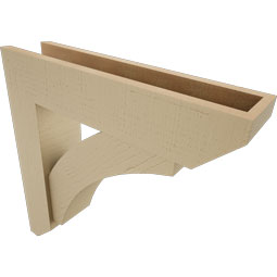 Ekena Millwork - BKTUR0554X24X24THR06RCPR - Timberthane Faux Wood Thorton Style Bracket w/ Offset Brace, Slat Ends, 5 1/2"W x 24"D x 24"H, Primed Tan