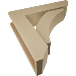 Ekena Millwork - BKTUR0554X24X24THR06RCPR - Timberthane Faux Wood Thorton Style Bracket w/ Offset Brace, Slat Ends, 5 1/2"W x 24"D x 24"H, Primed Tan