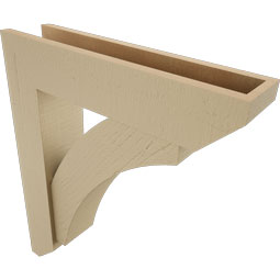 Ekena Millwork - BKTUR0554X24X28THR06RCPR - Timberthane Faux Wood Thorton Style Bracket w/ Offset Brace, Slat Ends, 5 1/2"W x 24"D x 28"H, Primed Tan