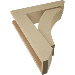 Ekena Millwork - BKTUR0554X24X28THR06RCPR - Timberthane Faux Wood Thorton Style Bracket w/ Offset Brace, Slat Ends, 5 1/2"W x 24"D x 28"H, Primed Tan