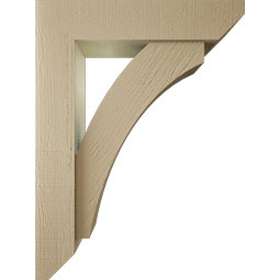 Ekena Millwork - BKTUR0554X24X32THR06RCPR - Timberthane Faux Wood Thorton Style Bracket w/ Offset Brace, Slat Ends, 5 1/2"W x 24"D x 32"H, Primed Tan