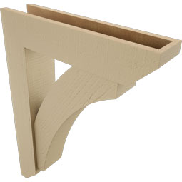 Ekena Millwork - BKTUR0554X24X32THR06RCPR - Timberthane Faux Wood Thorton Style Bracket w/ Offset Brace, Slat Ends, 5 1/2"W x 24"D x 32"H, Primed Tan