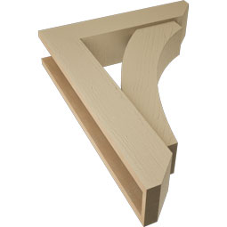 Ekena Millwork - BKTUR0554X24X32THR06RCPR - Timberthane Faux Wood Thorton Style Bracket w/ Offset Brace, Slat Ends, 5 1/2"W x 24"D x 32"H, Primed Tan