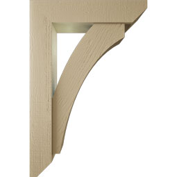Ekena Millwork - BKTUR0554X24X36THR06RCPR - Timberthane Faux Wood Thorton Style Bracket w/ Offset Brace, Slat Ends, 5 1/2"W x 24"D x 36"H, Primed Tan