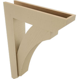 Ekena Millwork - BKTUR0554X24X36THR06RCPR - Timberthane Faux Wood Thorton Style Bracket w/ Offset Brace, Slat Ends, 5 1/2"W x 24"D x 36"H, Primed Tan