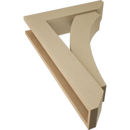 Ekena Millwork - BKTUR0554X24X36THR06RCPR - Timberthane Faux Wood Thorton Style Bracket w/ Offset Brace, Slat Ends, 5 1/2"W x 24"D x 36"H, Primed Tan