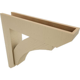 Ekena Millwork - BKTUR0554X26X26THR06RCPR - Timberthane Faux Wood Thorton Style Bracket w/ Offset Brace, Slat Ends, 5 1/2"W x 26"D x 26"H, Primed Tan