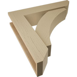 Ekena Millwork - BKTUR0554X26X26THR06RCPR - Timberthane Faux Wood Thorton Style Bracket w/ Offset Brace, Slat Ends, 5 1/2"W x 26"D x 26"H, Primed Tan