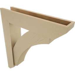 Ekena Millwork - BKTUR0554X26X30THR06RCPR - Timberthane Faux Wood Thorton Style Bracket w/ Offset Brace, Slat Ends, 5 1/2"W x 26"D x 30"H, Primed Tan