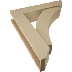 Ekena Millwork - BKTUR0554X26X30THR06RCPR - Timberthane Faux Wood Thorton Style Bracket w/ Offset Brace, Slat Ends, 5 1/2"W x 26"D x 30"H, Primed Tan
