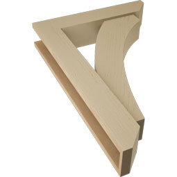 Ekena Millwork - BKTUR0554X26X38THR06RCPR - Timberthane Faux Wood Thorton Style Bracket w/ Offset Brace, Slat Ends, 5 1/2"W x 26"D x 38"H, Primed Tan