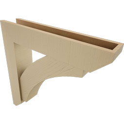 Ekena Millwork - BKTUR0554X28X28THR06RCPR - Timberthane Faux Wood Thorton Style Bracket w/ Offset Brace, Slat Ends, 5 1/2"W x 28"D x 28"H, Primed Tan