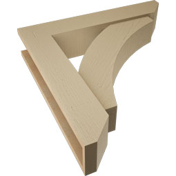 Ekena Millwork - BKTUR0554X28X28THR06RCPR - Timberthane Faux Wood Thorton Style Bracket w/ Offset Brace, Slat Ends, 5 1/2"W x 28"D x 28"H, Primed Tan