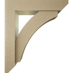 Ekena Millwork - BKTUR0554X28X32THR06RCPR - Timberthane Faux Wood Thorton Style Bracket w/ Offset Brace, Slat Ends, 5 1/2"W x 28"D x 32"H, Primed Tan
