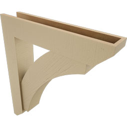 Ekena Millwork - BKTUR0554X28X32THR06RCPR - Timberthane Faux Wood Thorton Style Bracket w/ Offset Brace, Slat Ends, 5 1/2"W x 28"D x 32"H, Primed Tan