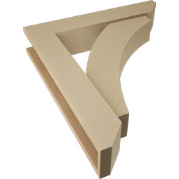 Ekena Millwork - BKTUR0554X28X32THR06RCPR - Timberthane Faux Wood Thorton Style Bracket w/ Offset Brace, Slat Ends, 5 1/2"W x 28"D x 32"H, Primed Tan