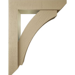 Ekena Millwork - BKTUR0554X28X36THR06RCPR - Timberthane Faux Wood Thorton Style Bracket w/ Offset Brace, Slat Ends, 5 1/2"W x 28"D x 36"H, Primed Tan