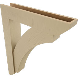 Ekena Millwork - BKTUR0554X28X36THR06RCPR - Timberthane Faux Wood Thorton Style Bracket w/ Offset Brace, Slat Ends, 5 1/2"W x 28"D x 36"H, Primed Tan