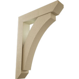 Ekena Millwork - BKTUR0554X28X36THR06RCPR - Timberthane Faux Wood Thorton Style Bracket w/ Offset Brace, Slat Ends, 5 1/2"W x 28"D x 36"H, Primed Tan