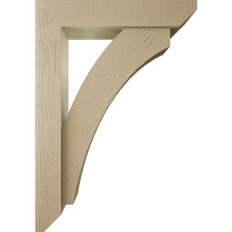 Ekena Millwork - BKTUR0554X28X40THR06RCPR - Timberthane Faux Wood Thorton Style Bracket w/ Offset Brace, Slat Ends, 5 1/2"W x 28"D x 40"H, Primed Tan