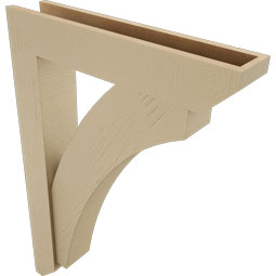 Ekena Millwork - BKTUR0554X28X40THR06RCPR - Timberthane Faux Wood Thorton Style Bracket w/ Offset Brace, Slat Ends, 5 1/2"W x 28"D x 40"H, Primed Tan