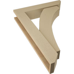 Ekena Millwork - BKTUR0554X28X40THR06RCPR - Timberthane Faux Wood Thorton Style Bracket w/ Offset Brace, Slat Ends, 5 1/2"W x 28"D x 40"H, Primed Tan