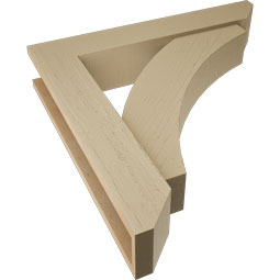 Ekena Millwork - BKTUR0554X30X30THR06RCPR - Timberthane Faux Wood Thorton Style Bracket w/ Offset Brace, Slat Ends, 5 1/2"W x 30"D x 30"H, Primed Tan