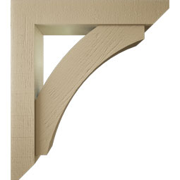 Ekena Millwork - BKTUR0554X30X34THR06RCPR - Timberthane Faux Wood Thorton Style Bracket w/ Offset Brace, Slat Ends, 5 1/2"W x 30"D x 34"H, Primed Tan