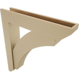 Ekena Millwork - BKTUR0554X30X34THR06RCPR - Timberthane Faux Wood Thorton Style Bracket w/ Offset Brace, Slat Ends, 5 1/2"W x 30"D x 34"H, Primed Tan