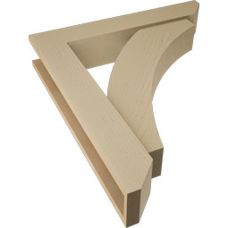 Ekena Millwork - BKTUR0554X30X34THR06RCPR - Timberthane Faux Wood Thorton Style Bracket w/ Offset Brace, Slat Ends, 5 1/2"W x 30"D x 34"H, Primed Tan