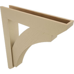Ekena Millwork - BKTUR0554X30X36THR06RCPR - Timberthane Faux Wood Thorton Style Bracket w/ Offset Brace, Slat Ends, 5 1/2"W x 30"D x 36"H, Primed Tan