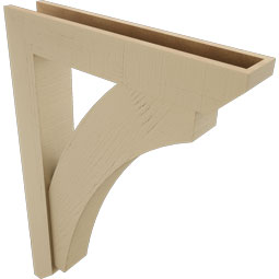 Ekena Millwork - BKTUR0554X30X42THR06RCPR - Timberthane Faux Wood Thorton Style Bracket w/ Offset Brace, Slat Ends, 5 1/2"W x 30"D x 42"H, Primed Tan