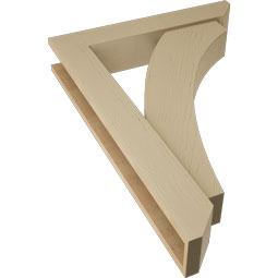 Ekena Millwork - BKTUR0554X30X42THR06RCPR - Timberthane Faux Wood Thorton Style Bracket w/ Offset Brace, Slat Ends, 5 1/2"W x 30"D x 42"H, Primed Tan