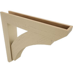 Ekena Millwork - BKTUR0554X32X32THR06RCPR - Timberthane Faux Wood Thorton Style Bracket w/ Offset Brace, Slat Ends, 5 1/2"W x 32"D x 32"H, Primed Tan