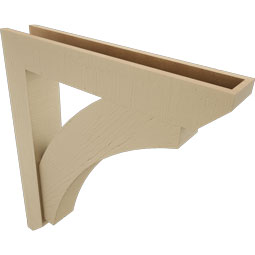 Ekena Millwork - BKTUR0554X32X36THR06RCPR - Timberthane Faux Wood Thorton Style Bracket w/ Offset Brace, Slat Ends, 5 1/2"W x 32"D x 36"H, Primed Tan