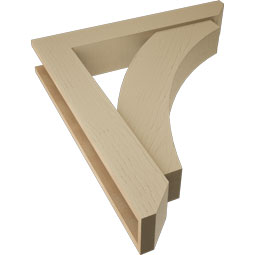Ekena Millwork - BKTUR0554X32X36THR06RCPR - Timberthane Faux Wood Thorton Style Bracket w/ Offset Brace, Slat Ends, 5 1/2"W x 32"D x 36"H, Primed Tan