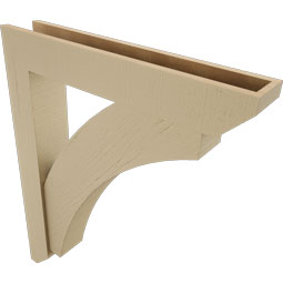 Ekena Millwork - BKTUR0554X32X38THR06RCPR - Timberthane Faux Wood Thorton Style Bracket w/ Offset Brace, Slat Ends, 5 1/2"W x 32"D x 38"H, Primed Tan