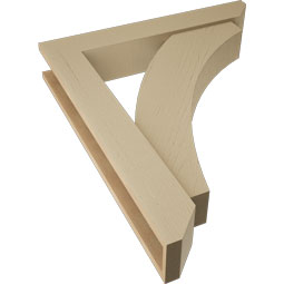 Ekena Millwork - BKTUR0554X32X38THR06RCPR - Timberthane Faux Wood Thorton Style Bracket w/ Offset Brace, Slat Ends, 5 1/2"W x 32"D x 38"H, Primed Tan