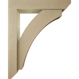 Ekena Millwork - BKTUR0554X32X40THR06RCPR - Timberthane Faux Wood Thorton Style Bracket w/ Offset Brace, Slat Ends, 5 1/2"W x 32"D x 40"H, Primed Tan