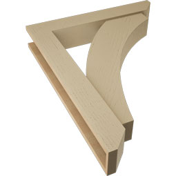 Ekena Millwork - BKTUR0554X32X40THR06RCPR - Timberthane Faux Wood Thorton Style Bracket w/ Offset Brace, Slat Ends, 5 1/2"W x 32"D x 40"H, Primed Tan
