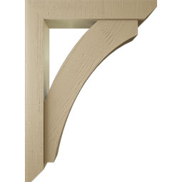 Ekena Millwork - BKTUR0554X32X44THR06RCPR - Timberthane Faux Wood Thorton Style Bracket w/ Offset Brace, Slat Ends, 5 1/2"W x 32"D x 44"H, Primed Tan