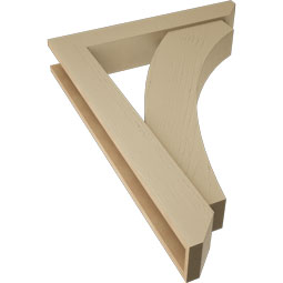 Ekena Millwork - BKTUR0554X32X44THR06RCPR - Timberthane Faux Wood Thorton Style Bracket w/ Offset Brace, Slat Ends, 5 1/2"W x 32"D x 44"H, Primed Tan