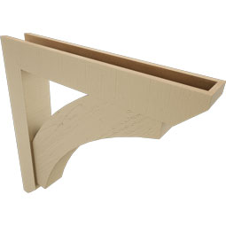 Ekena Millwork - BKTUR0554X34X34THR06RCPR - Timberthane Faux Wood Thorton Style Bracket w/ Offset Brace, Slat Ends, 5 1/2"W x 34"D x 34"H, Primed Tan