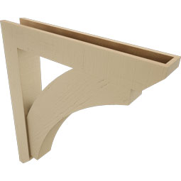 Ekena Millwork - BKTUR0554X34X38THR06RCPR - Timberthane Faux Wood Thorton Style Bracket w/ Offset Brace, Slat Ends, 5 1/2"W x 34"D x 38"H, Primed Tan